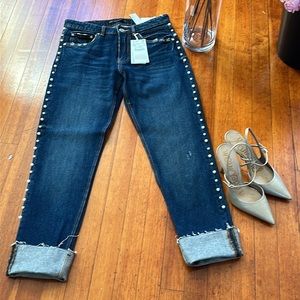 Zara Pearl Embellished Jeans